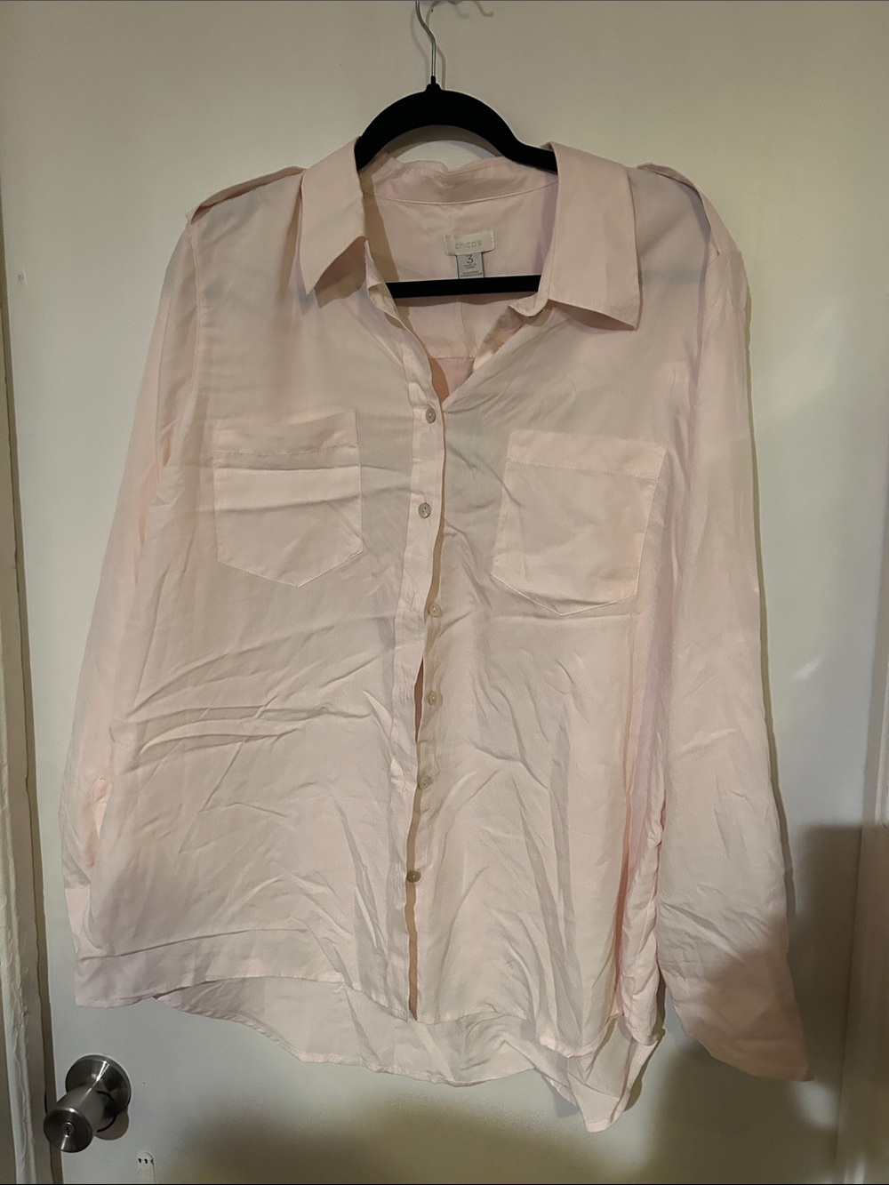 Chico's Pale Pink Button-Down Long Sleeve Blouse